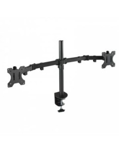 TooQ Soporte de Mesa Giratorio e Inclinable para 2 Pantallas (Monitor / TV Plasma / LCD / LED) 13” 32”, de Dos Brazos, Negro