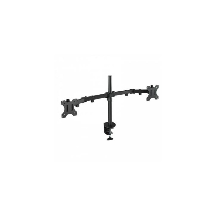 TooQ Soporte de Mesa Giratorio e Inclinable para 2 Pantallas (Monitor / TV Plasma / LCD / LED) 13” 32”, de Dos Brazos, Negro