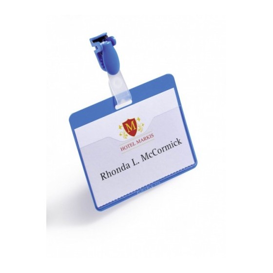 CAJA DE 25 IDENTIFICADORES CON PINZA AZUL 60X90 DURABLE 8106-06