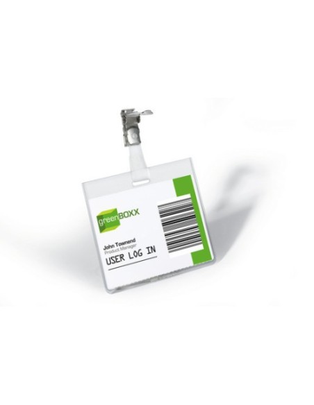 CAJA DE 25 PORTANOMBRES CON PINZA PVC TRANSPARENTE DURABLE 8003-19