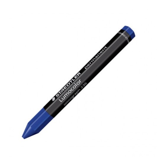 LAPIZ CERA PERMANENTE LUMOCOLOR OMNIGRAPH 12MM. AZUL STAEDTLER 236-3 (x12 unidades)