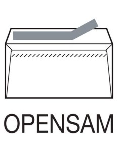 CAJA 500 SOBRES AMERICANO (115X225) OFFSET BLANCO 90 GRS. VENTANA DERECHA 45X100 B.20 D.20 OPENSAM AUTOADHESIVO TIRA SILICONA ESPECIAL LASER SAM 247730