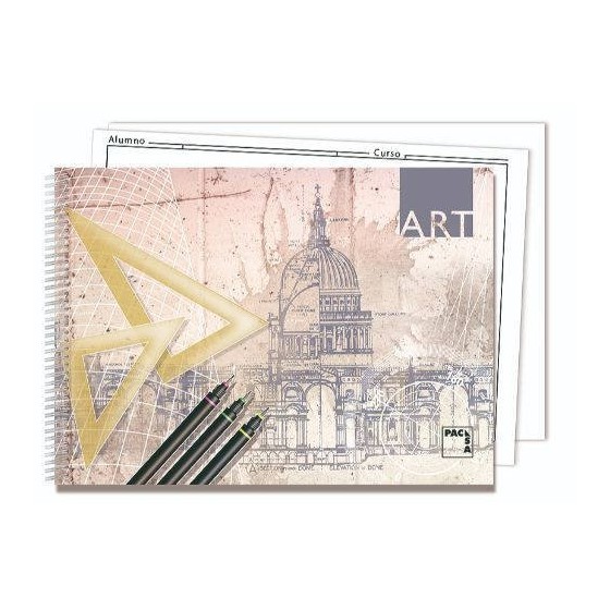 CUADERNO BLOCKS  DIBUJO ART 140 GRS. FOLIO PROLONGADO 20 HOJAS 2 TALADROS LISO CON RECUADRO PACSA 18848 (x10 unidades)