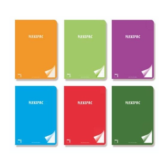 LIBRETA FLEXIPAC TAPA PLASTICO 90 GRS. A-5+ 48 HOJAS PAUTADO 3,5 CON MARGEN SURTIDO PACSA 20049 (x6 unidades)