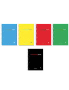 CUADERNO SERIE PREMIUM TAPA EXTRA DURA 70 GRS. A-4 (210X297MM.) MICROPERFORADO 160 HOJAS CUADRÍCULA 5X5 + GRECA SURTIDO PACSA 16403 (x4 unidades)