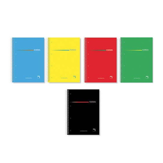 CUADERNO SERIE PREMIUM TAPA EXTRA DURA 70 GRS. A-4 (210X297MM.) MICROPERFORADO 160 HOJAS CUADRÍCULA 5X5 + GRECA SURTIDO PACSA 16403 (x4 unidades)