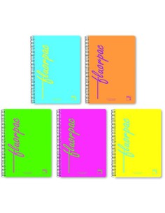 CUADERNO SERIE FLUORPAC TAPA POLIPROPILENO 90 GRS. FLUOR 4º (155X215MM.) 80 HOJAS CUADRÍCULA 4X4 CON MARGEN SURTIDO PACSA 16552 (x5 unidades)