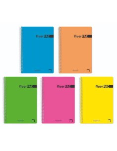 CUADERNO SERIE FLUORPAC TAPA POLIPROPILENO 90 GRS. FLUOR FOLIO (215X310MM.) 80 HOJAS CUADRÍCULA 4X4 CON MARGEN SURTIDO PACSA 16551 (x5 unidades)