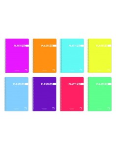 CUADERNO SERIE PLASTIPAC 90 GRS. TAPA POLIPROPILENO 4º (155X215MM.) 80 HOJAS CUADRÍCULA 4X4 CON MARGEN SURTIDO PACSA 16409 (x5 unidades)