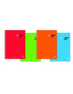 CUADERNO ESPIRAL SERIE SUPERBLOCK EXTRA TAPA DURA 90 GRS. A-5 (148X210MM.) MICROPERFORADO 120 HOJAS CUADRÍCULA 5X5 + GRECA SURTIDO PACSA 16364 (x4 unidades)