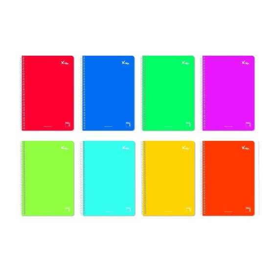 CUADERNO ESPIRAL SERIE XTRA TAPA DURA 60 GRS. FOLIO (215X310MM.) 80 HOJAS HORIZONTAL 8 CON MARGEN SURTIDO PACSA 16221 (x5 unidades)
