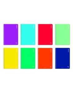 CUADERNO ESPIRAL SERIE BASIC TAPA BLANDA 60 GRS. 4º (155X215MM.) 80 HOJAS CUADRÍCULA 4X4 CON MARGEN PACSA 16428 (x10 unidades)