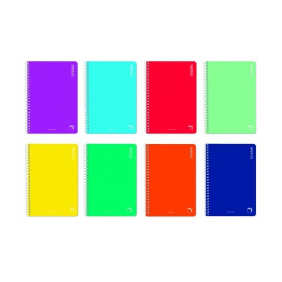 CUADERNO ESPIRAL SERIE BASIC TAPA BLANDA 60 GRS. 4º (155X215MM.) 80 HOJAS CUADRÍCULA 4X4 CON MARGEN PACSA 16428 (x10 unidades)