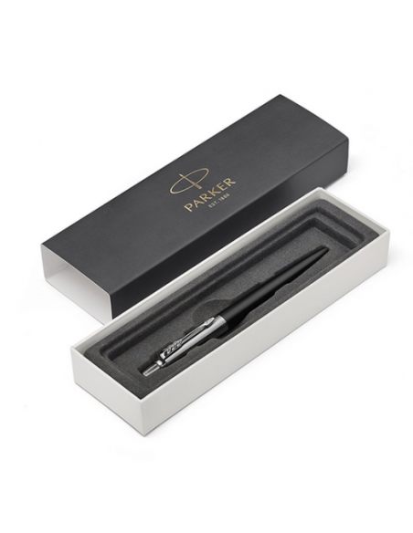 BOLÍGRAFO RETRÁCTIL JOTTER BOND STREET NEGRO CON RIBETE CROMADO PUNTO MEDIO TINTA AZUL PARKER 1953184