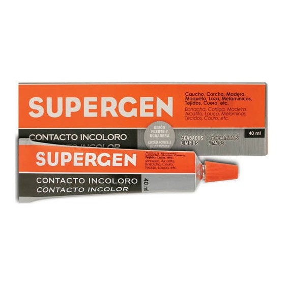 ADHESIVO DE CONTACTO INCOLORO EN TUBO TIPO CLASICO 40ML. SUPERGEN 62601-00000-04 (x24 unidades)