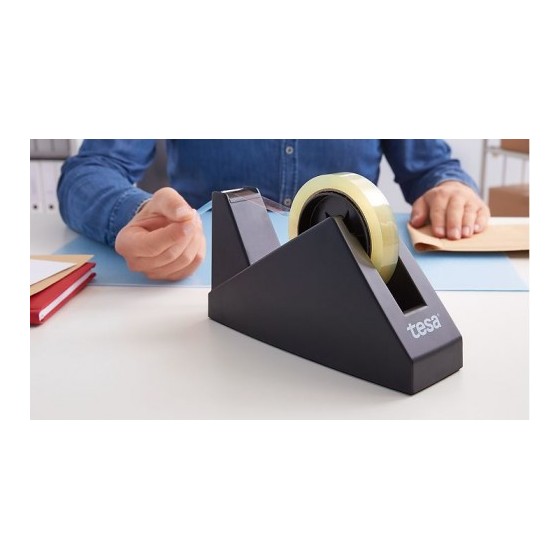 DISPENSADOR SOBREMESA "PORTARROLLOS" EASY CUT ECONOMY PARA ROOLLOS DE 66M. NEGRO TESA 57431-00000-02