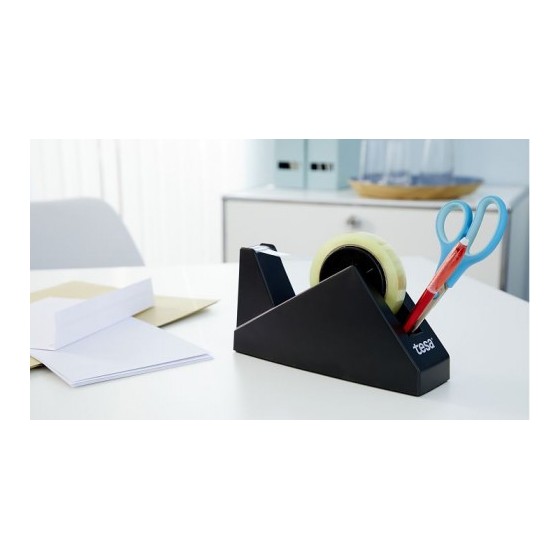 DISPENSADOR SOBREMESA "PORTARROLLOS" EASY CUT ECONOMY PARA ROOLLOS DE 66M. NEGRO TESA 57431-00000-02