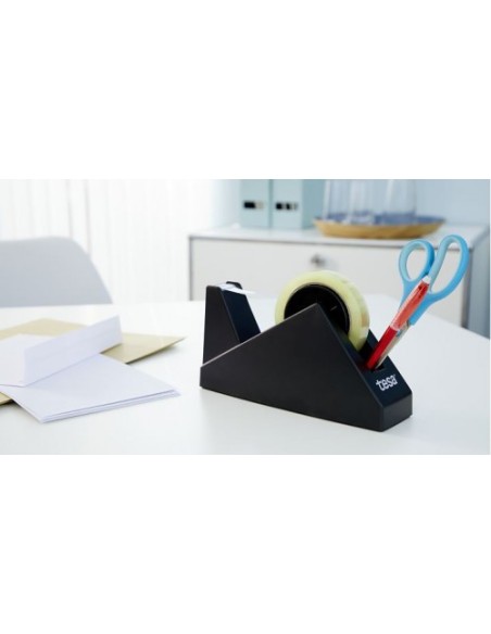 DISPENSADOR SOBREMESA "PORTARROLLOS" EASY CUT ECONOMY PARA ROOLLOS DE 66M. NEGRO TESA 57431-00000-02