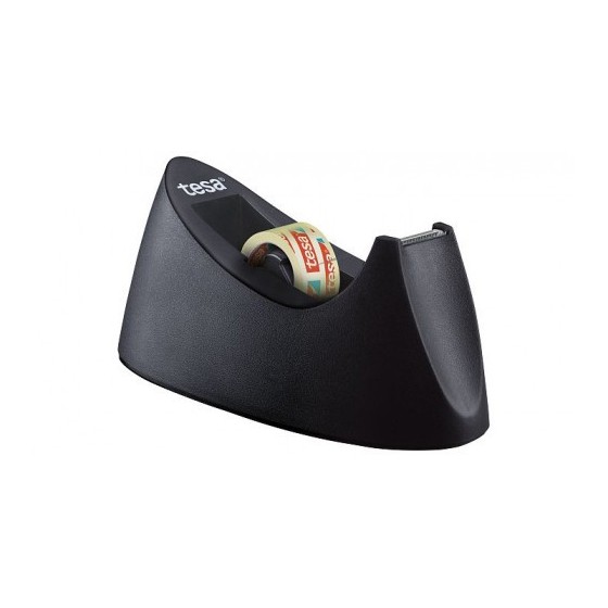 DISPENSADOR SOBREMESA "PORTARROLLOS" EASY CUT CURVE ANTIDESLIZANTE + 1 ROLLOS 19MM.X10M. NEGRO TESA 53917-00000-00