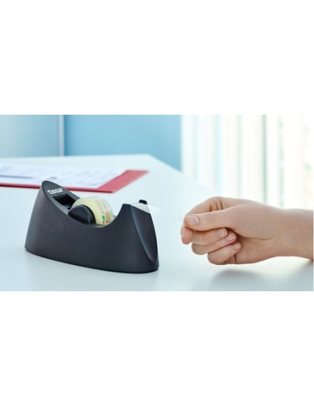 DISPENSADOR SOBREMESA "PORTARROLLOS" EASY CUT CURVE ANTIDESLIZANTE + 1 ROLLOS 19MM.X10M. NEGRO TESA 53917-00000-00