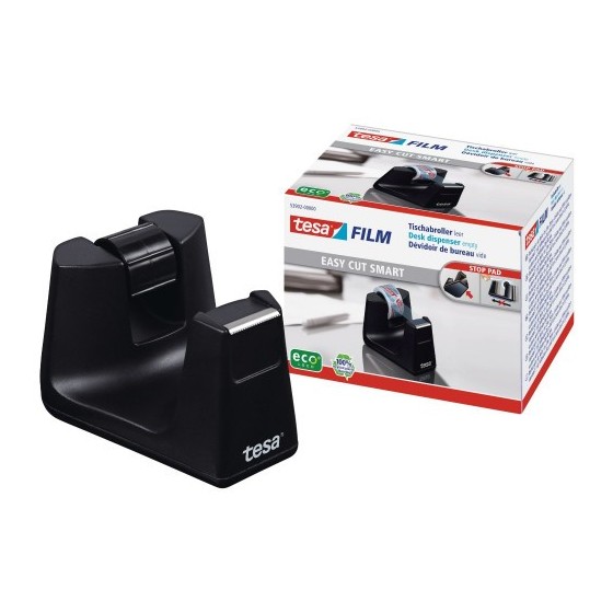 DISPENSADOR SOBREMESA "PORTARROLLOS" EASY CUT SMART PARA ROOLLOS DE 33M. NEGRO TESA 53902-00000-01