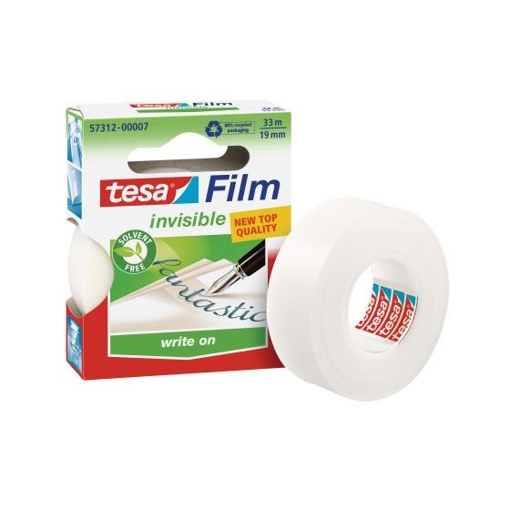 CINTA ADHESIVA ECOLOGICA APTA PARA ESCRITURA 19MM.X33M. TRANSPARENTE TESA 57312-00008-08 (x10 unidades)
