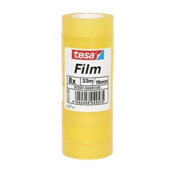 TORRE 8 ROLLOS CINTA ADHESIVA STANDARD 19MM.X33M. TRANSPARENTE TESA 57207-00001-01