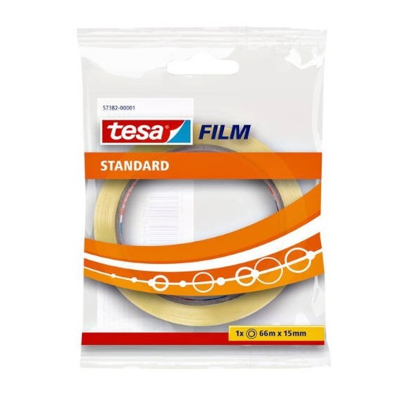 CINTA ADHESIVA STANDARD 15MM.X66M.EN BOLSITA TRANSPARENTE TESA 57382-00001-02 (x10 unidades)