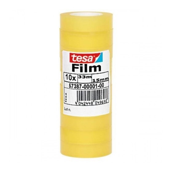 TORRE 10 ROLLOS CINTA ADHESIVA STANDARD 15MM.X33M. TRANSPARENTE TESA 57387-00001-01
