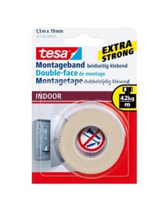 CINTA ADHESIVA POWERBOND DOBLE CARA PEQUEÑOS OBJETOS (INTERIOR) 19MM.X1,5M. TESA 55740-00002-04 (x12 unidades)