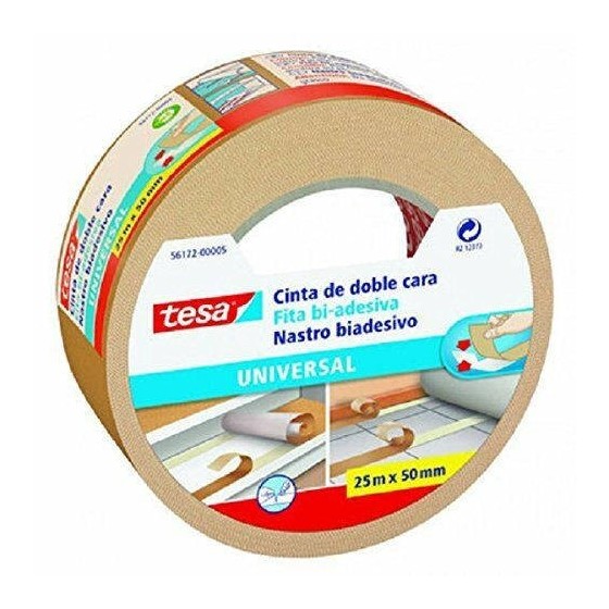 CINTA ADHESIVA UNIVERSAL DOBLE CARA ESPECIAL MOQUETAS 50MM.X25M. TESA 56172-00005-12 (x6 unidades)