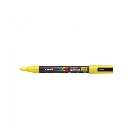 ROTULADOR NO PERMANENTE PC-3M PUNTA CONICA 0,9-1,3MM AMARILLO UNI-BALL 284570000 (x6 unidades)