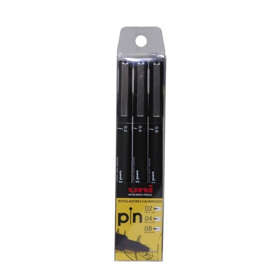 ESTUCHE 3 ROTULADORES CALIBRADOS 2/4/8MM. UNIPIN UNI-BALL 182634338