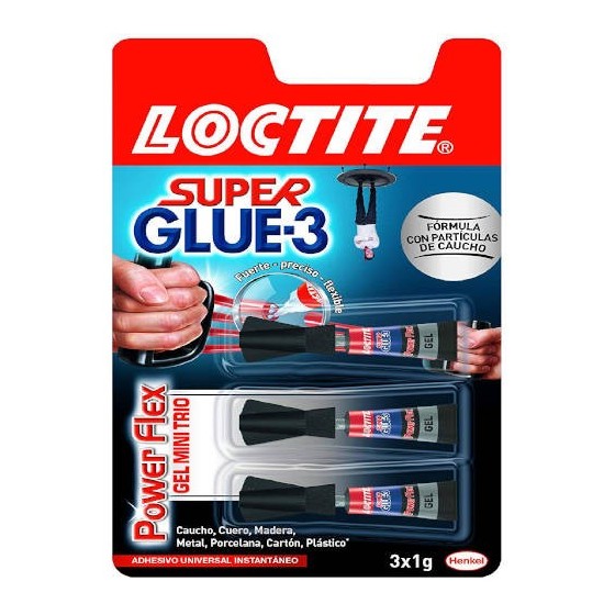 ADHESIVO INSTANTANEO SUPER GLUE-3X1GR. MONODOSIS POWER GEL LOCTITE 2640066 (x12 unidades)