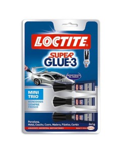 ADHESIVO INSTANTANEO SUPER GLUE-3X1GR. MONODOSIS LOCTITE 2640065 (x12 unidades)