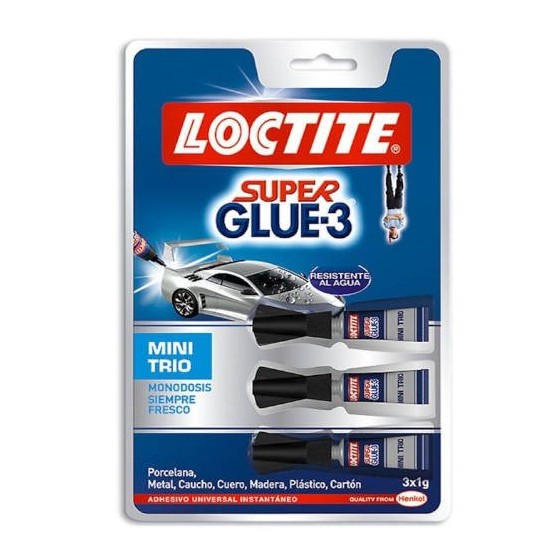 ADHESIVO INSTANTANEO SUPER GLUE-3X1GR. MONODOSIS LOCTITE 2640065 (x12 unidades)