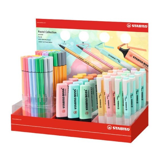 EXPOSITOR BOSS ORIGINAL TRAZO 2/5MM. 40 UDS PEN 68 + 40 UDS. POINT 88 + 15 BOX + 16 SWING COOL COLORES STABILO 24/04-2
