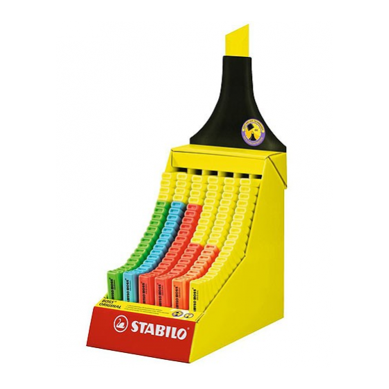 EXPOSITOR DE CARTON CON FORMA STABILO BOSS 120 UNIDADES SURTIDAS 6 COLORES TRAZO 2/5MM. STABILO 70/120-2