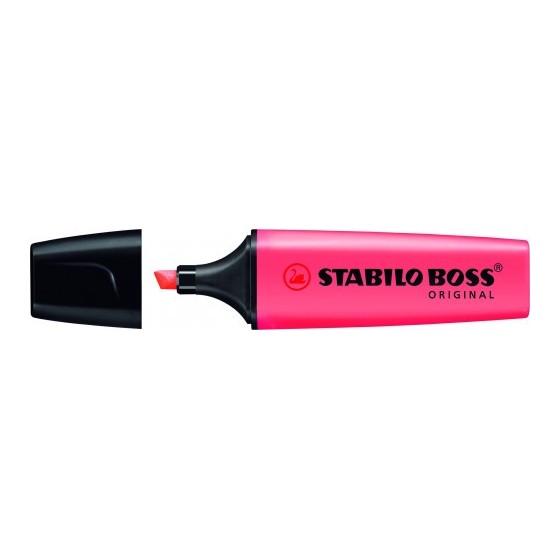 MARCADOR FLUORESCENTE BOSS ORIGINAL TRAZO 2/5MM. ROJO STABILO 70/40 (x10 unidades)