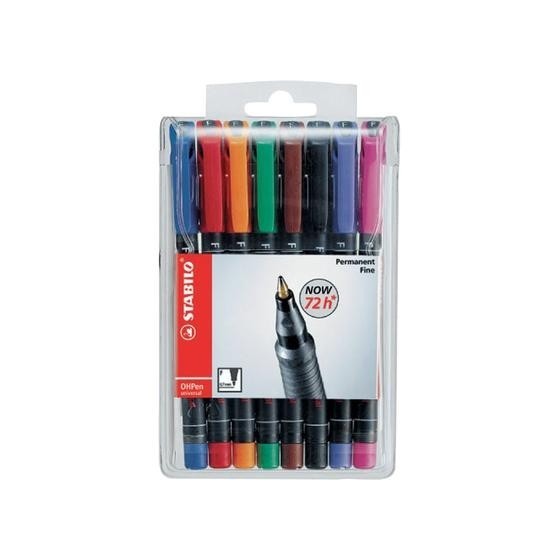 ESTUCHE 8 MARCADORES PERMANENTE P.MEDIA SURTIDO OHPEN UNIVERSAL 1MM. STABILO 843/8