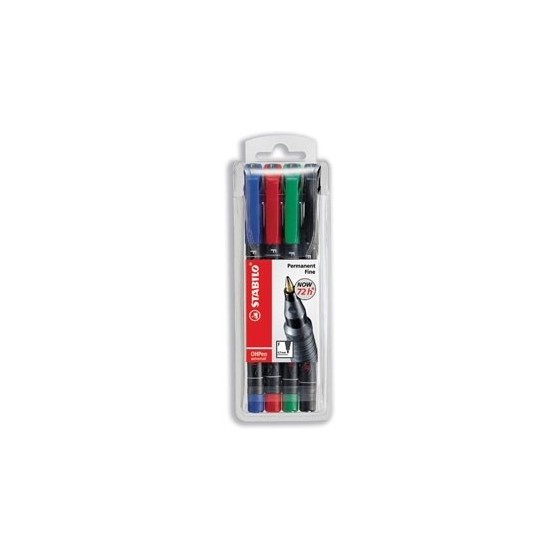 ESTUCHE 4 MARCADORES PERMANENTE P.MEDIA SURTIDO OHPEN UNIVERSAL 1MM. STABILO 843/4