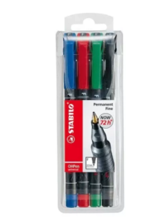 ESTUCHE 4 MARCADORES PERMANENTE P.SUPERFINA SURTIDO OHPEN UNIVERSAL 0,4MM. STABILO 841/4 2