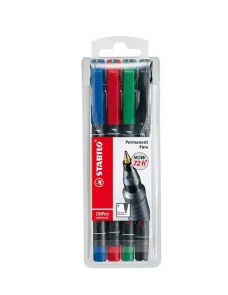 ESTUCHE 4 MARCADORES PERMANENTE P.SUPERFINA SURTIDO OHPEN UNIVERSAL 0,4MM. STABILO 841/4