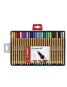 ESTUCHE METALICO 25 ROTULADORES PUNTA FINA 0,4MM. POINT 88 COLORES SURTIDOS STABILO 882501