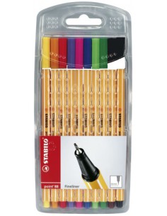 ESTUCHE ROTULADOR PUNTA FINA 0,4MM. POINT 88 CON 10 UNIDADES COLORES SURTIDOS STABILO 8810