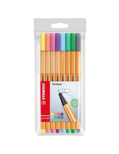 ESTUCHE ROTULADOR PUNTA FINA 0,4MM. POINT 88 CON 8 UNIDADES PASTEL STABILO 88/8-01