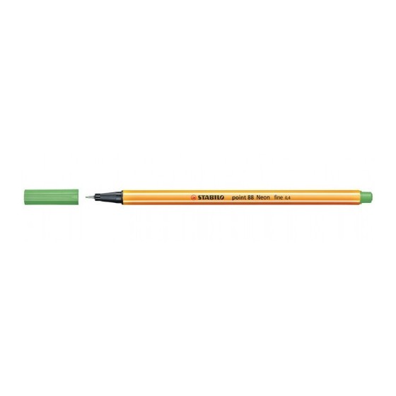 ROTULADOR PUNTA FINA POINT 88 0.4MM VERDE NEON STABILO 88/033 (x10 unidades)