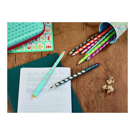 LAPIZ ERGONOMICO EASYGRAPH PARA ZURDOS HB 3,15MM. AZUL STABILO 321/02-HB-6 (x6 unidades)