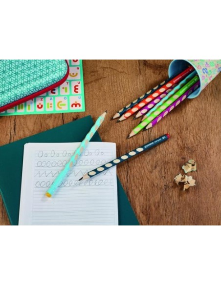 LAPIZ ERGONOMICO EASYGRAPH PARA ZURDOS HB 3,15MM. AZUL STABILO 321/02-HB-6 (x6 unidades)