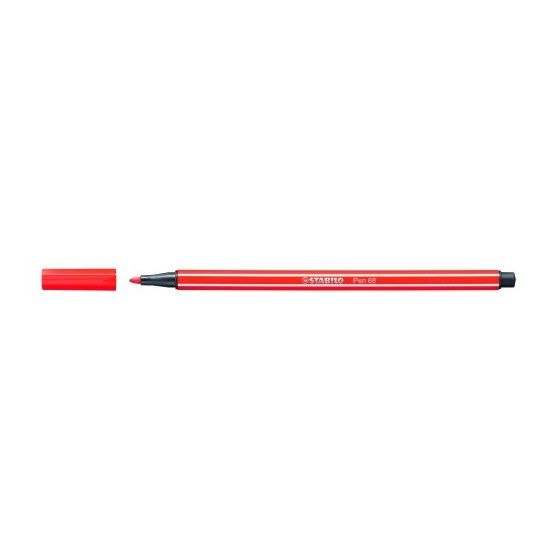ROTULADOR PUNTA FIBRA MEDIA 1MM. PEN 68 ROJO NEON STABILO 68/040 (x10 unidades)